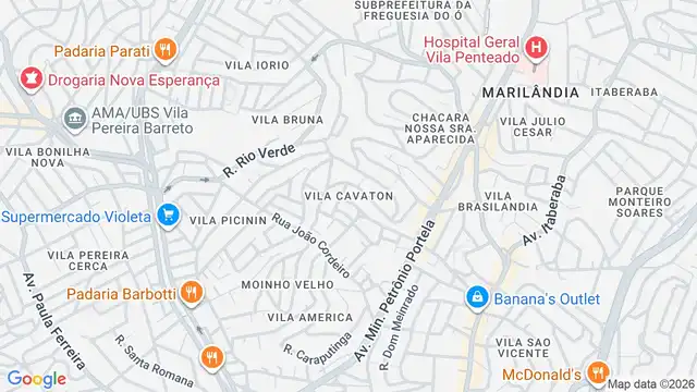 Mapa do bairro Vila Cavaton, Sao Paulo - SP