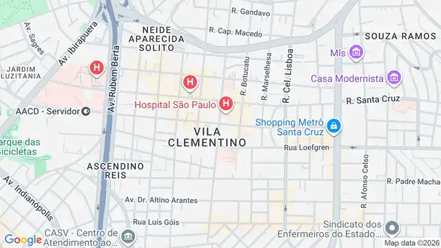 Mapa do bairro Vila Clementino, Sao Paulo - SP