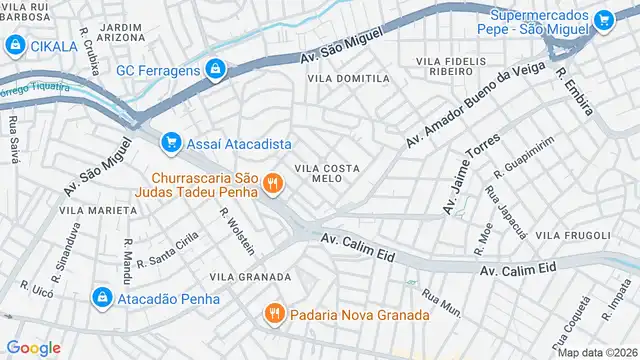 Mapa do bairro Vila Costa Melo, Sao Paulo - SP