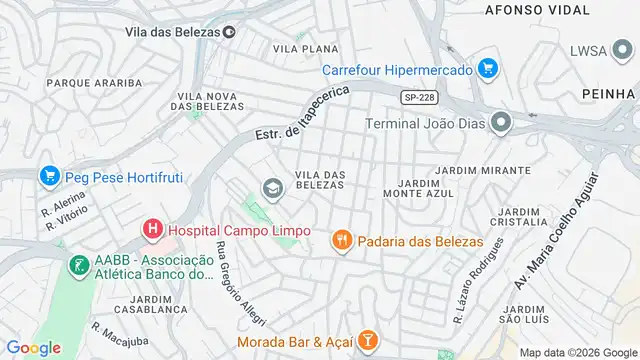 Mapa do bairro Vila das Belezas, Sao Paulo - SP