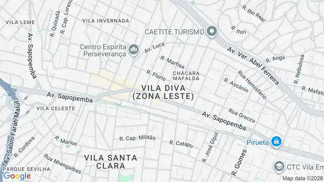 Mapa do bairro Vila Diva (Zona Leste), Sao Paulo - SP