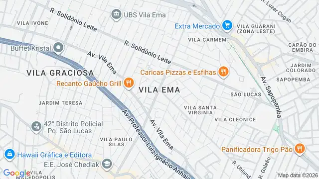 Mapa do bairro Vila Ema, Sao Paulo - SP
