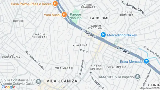 Mapa do bairro Vila Erna, Sao Paulo - SP