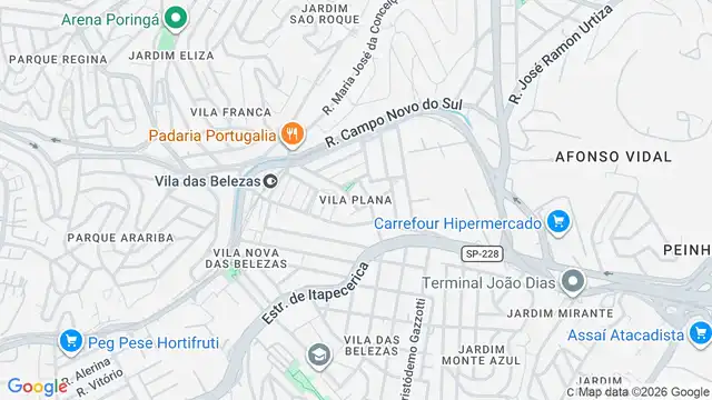Mapa do bairro Vila Ernesto, Sao Paulo - SP