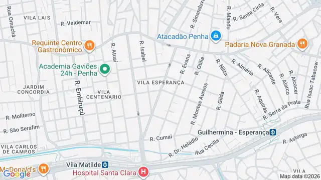 Mapa do bairro Vila Esperança, Sao Paulo - SP