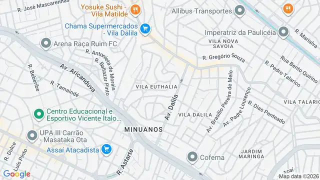 Mapa do bairro Vila Euthalia, Sao Paulo - SP