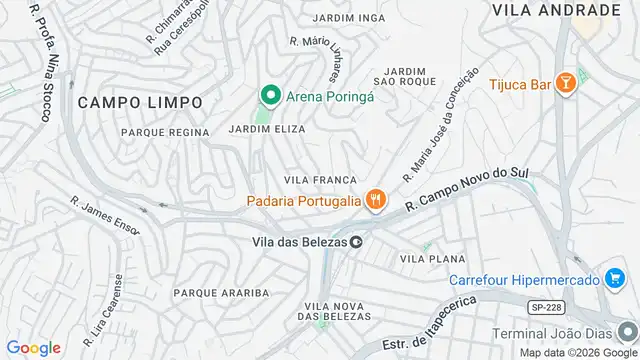 Mapa do bairro Vila Franca, Sao Paulo - SP