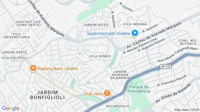 Mapa do bairro Vila Gomes, Sao Paulo - SP