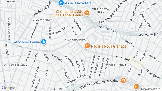 Mapa do bairro Vila Granada, Sao Paulo - SP