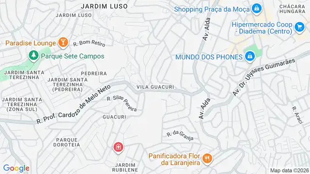 Mapa do bairro Vila Guacuri, Sao Paulo - SP