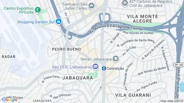 Mapa do bairro Vila Guarani (Z Sul), Sao Paulo - SP