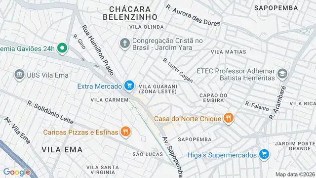 Mapa do bairro Vila Guarani(Zona Leste), Sao Paulo - SP