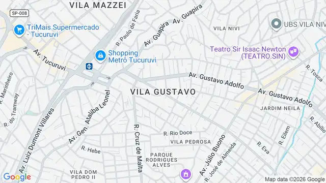 Mapa do bairro Vila Gustavo, Sao Paulo - SP