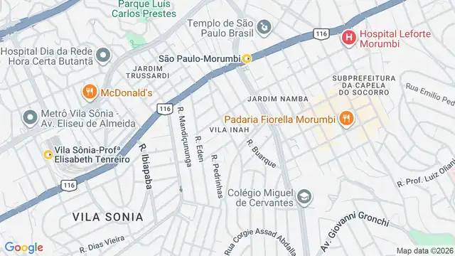 Mapa do bairro Vila Inah, Sao Paulo - SP