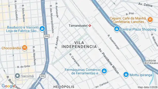 Mapa do bairro Vila Independência, Sao Paulo - SP