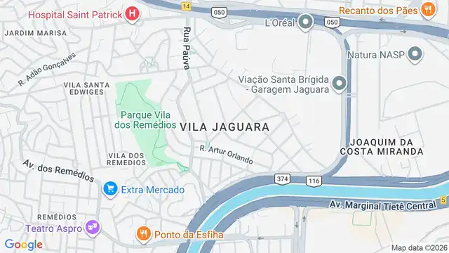 Mapa do bairro Vila Jaguara, Sao Paulo - SP