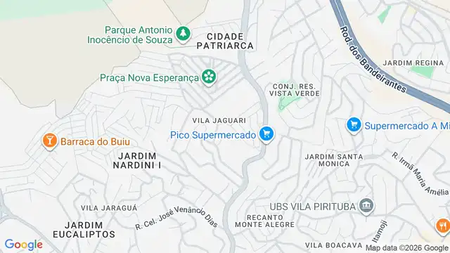 Mapa do bairro Vila Jaguari, Sao Paulo - SP