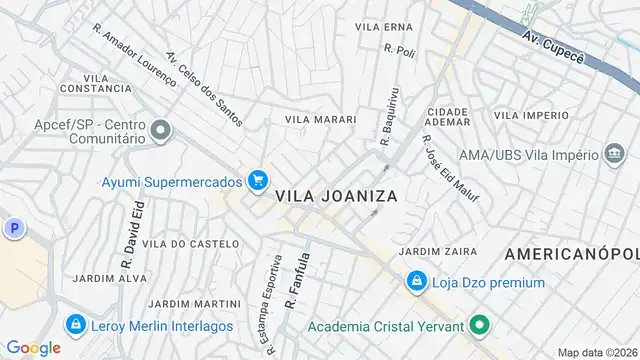 Mapa do bairro Vila Joaniza, Sao Paulo - SP