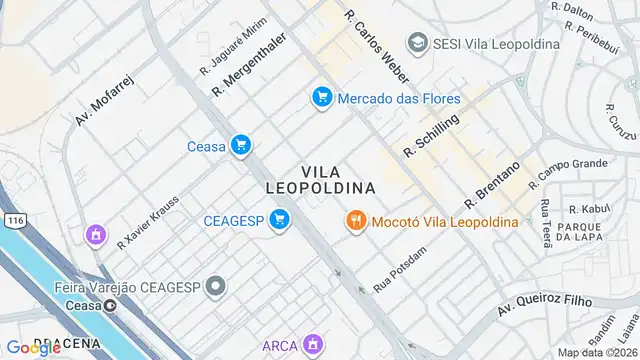 Mapa do bairro Vila Leopoldina, Sao Paulo - SP