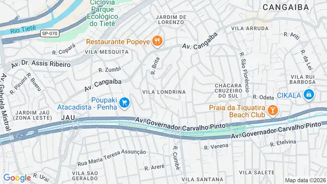 Mapa do bairro Vila Londrina, Sao Paulo - SP