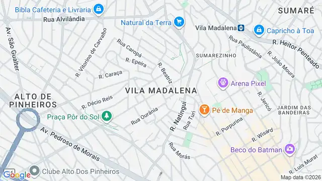 Mapa do bairro Vila Madalena, Sao Paulo - SP