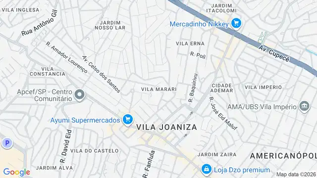 Mapa do bairro Vila Marari, Sao Paulo - SP