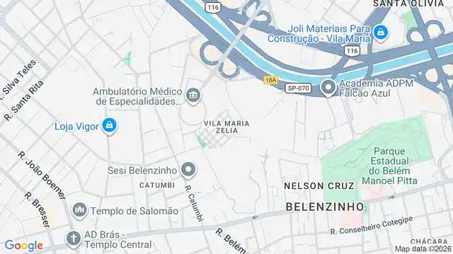 Mapa do bairro Vila Maria Zelia, Sao Paulo - SP