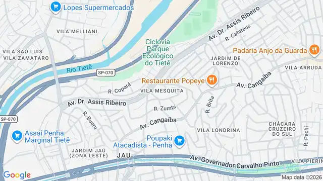 Mapa do bairro Vila Mesquita, Sao Paulo - SP