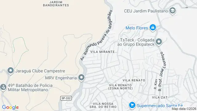 Mapa do bairro Vila Mirante, Sao Paulo - SP