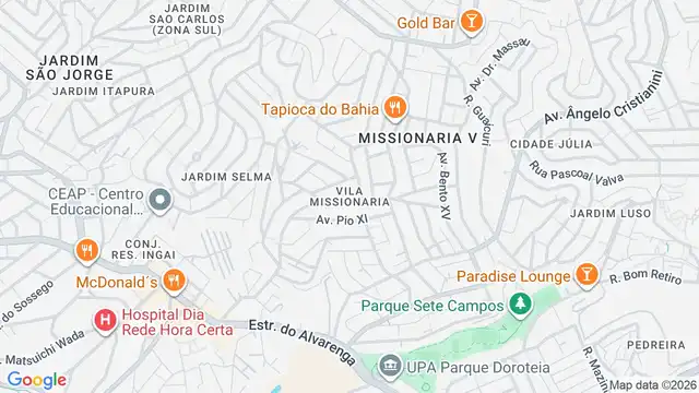 Mapa do bairro Vila Missionaria, Sao Paulo - SP