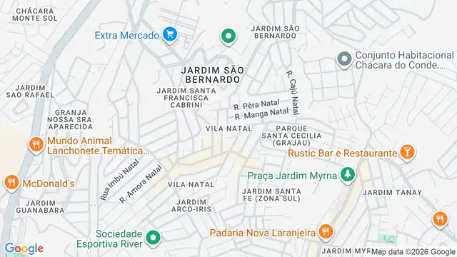 Mapa do bairro Vila Natal, Sao Paulo - SP