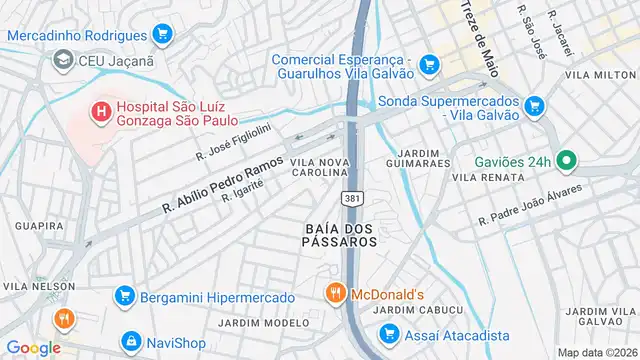 Mapa do bairro Vila Nova Carolina, Sao Paulo - SP