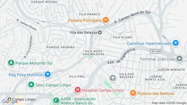 Mapa do bairro Vila Nova das Belezas, Sao Paulo - SP