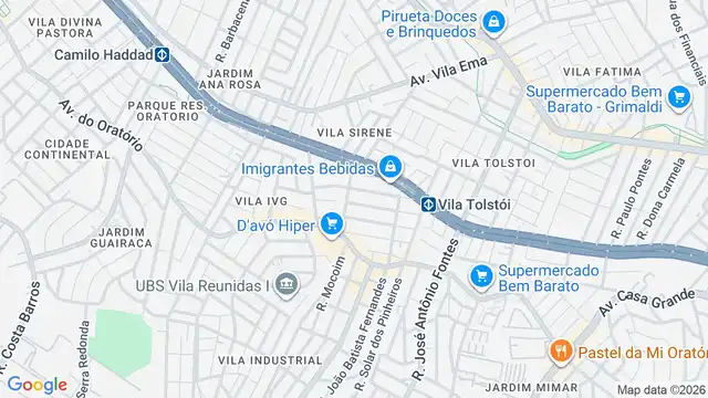 Mapa do bairro Vila Nova Pauliceia, Sao Paulo - SP