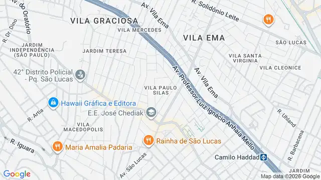 Mapa do bairro Vila Paulo Silas, Sao Paulo - SP