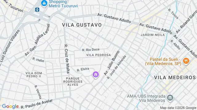 Mapa do bairro Vila Pedrosa, Sao Paulo - SP