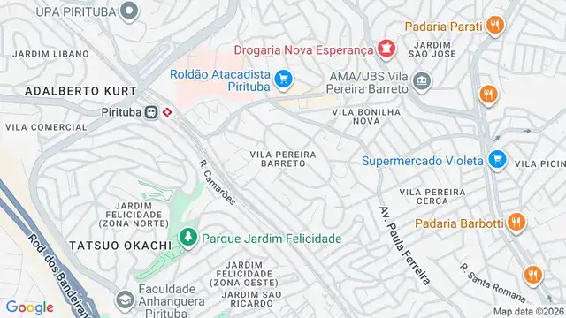 Mapa do bairro Vila Pereira Barreto, Sao Paulo - SP