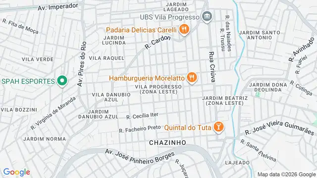 Mapa do bairro Vila Progresso (Zona Leste), Sao Paulo - SP
