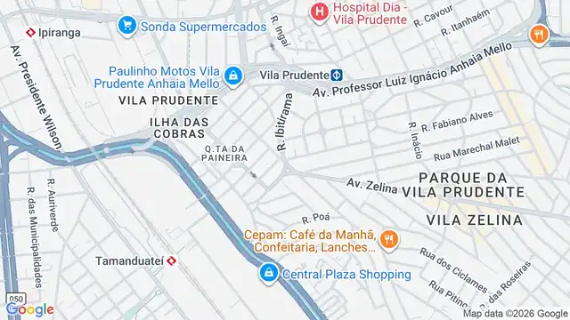 Mapa do bairro Vila Prudente, Sao Paulo - SP