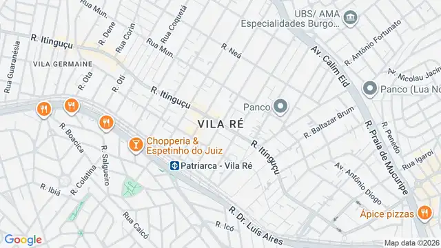 Mapa do bairro Vila Ré, Sao Paulo - SP