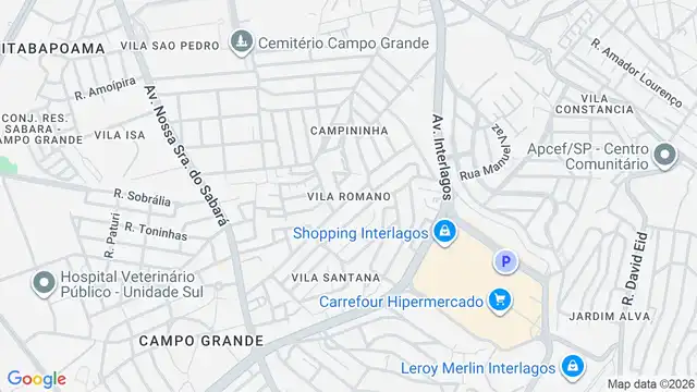 Mapa do bairro Vila Romano, Sao Paulo - SP