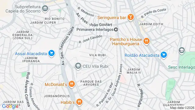 Mapa do bairro Vila Rubi, Sao Paulo - SP