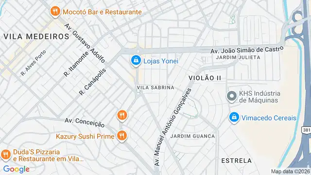 Mapa do bairro Vila Sabrina, Sao Paulo - SP