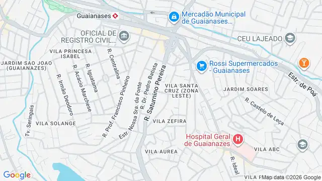 Mapa do bairro Vila Santa Cruz (Zona Leste), Sao Paulo - SP