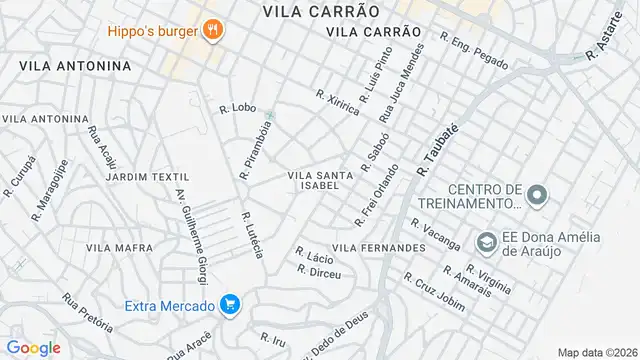 Mapa do bairro Vila Santa Isabel, Sao Paulo - SP