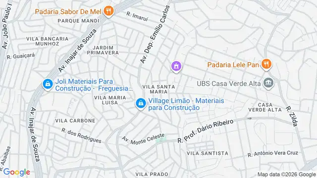 Mapa do bairro Vila Santa Maria, Sao Paulo - SP
