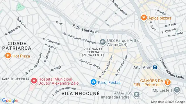 Mapa do bairro Vila Santa Teresa (Zona Leste), Sao Paulo - SP