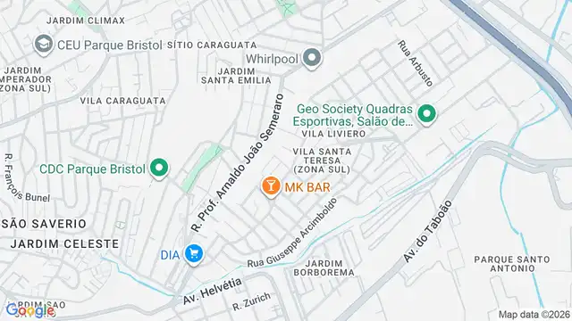 Mapa do bairro Vila Santa Teresa (Zona Sul), Sao Paulo - SP