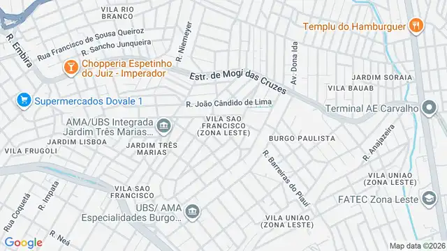 Mapa do bairro Vila Sao Francisco (Zona Leste), Sao Paulo - SP