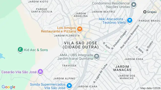 Mapa do bairro Vila Sao Jose (Cidade Dutra), Sao Paulo - SP